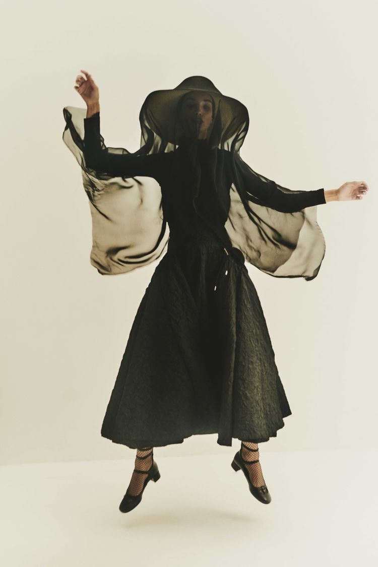 Black Louis Vuitton Cape with Multicolored Stone Trim