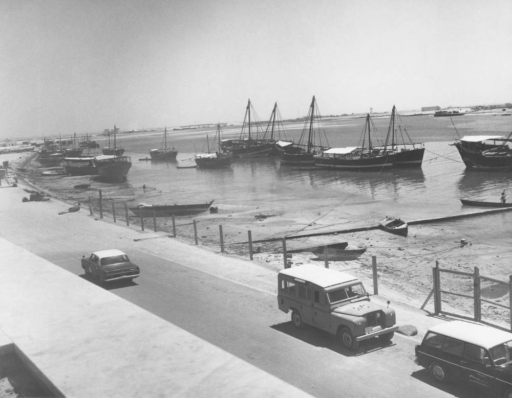 Low tide on the Creek in Dubai, 1967. 
Photo: Getty Images