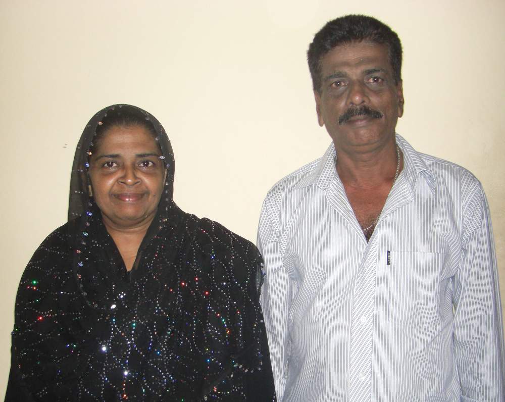 Segu Mohammed Bisthamy, seen with his wife Raisa.